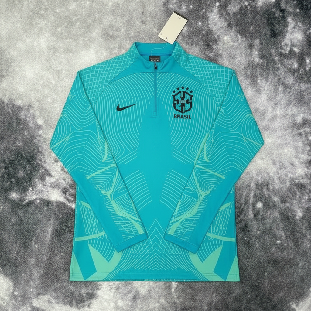 Pull Zippé Vert Brésil – Édition Drip Seleção