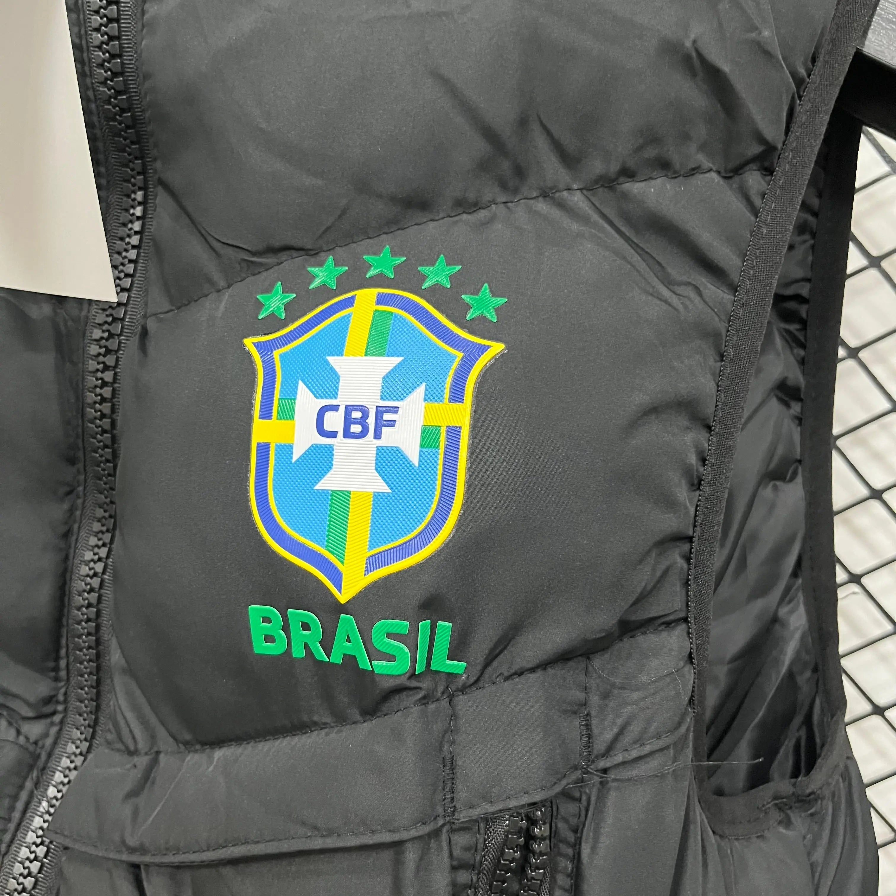 Doudoune Sans Manches Brésil Noire – Édition Drip Seleção Ma boutique
