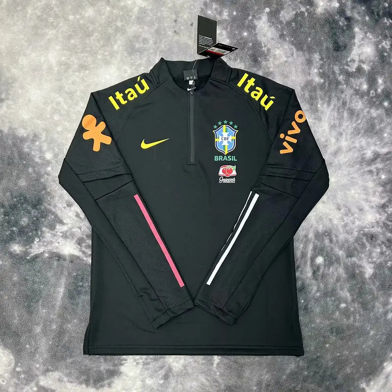 Pull Zippé Noire Brésil – Édition Drip Seleção Ma boutique