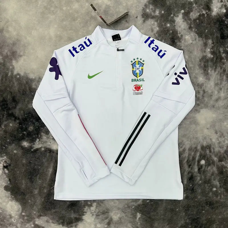 Pull Zippé Blanc Brésil – Édition Drip Seleção Ma boutique