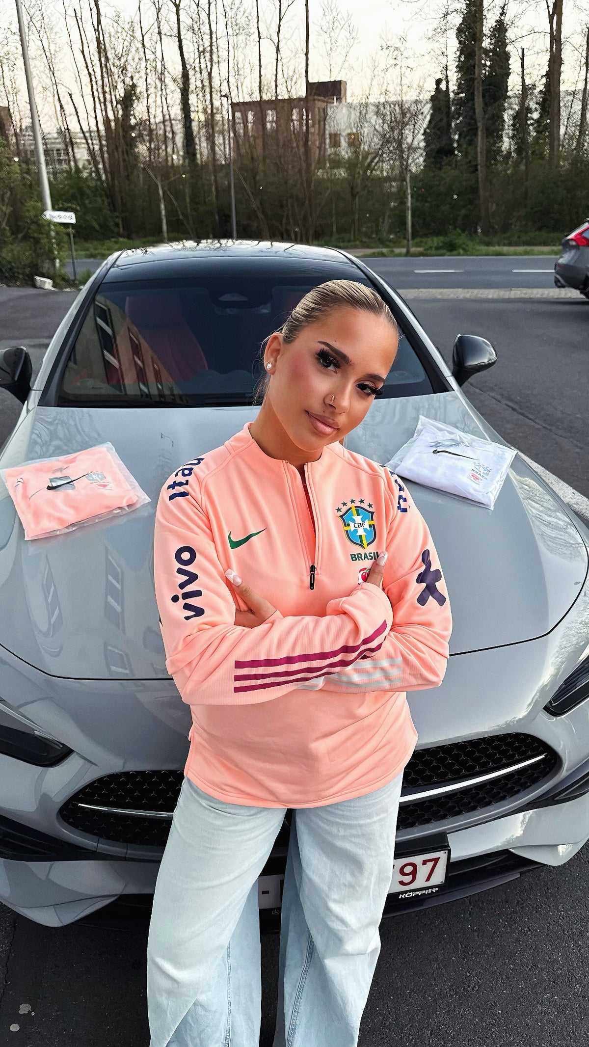 Pull Zippé Rose Saumon Brésil – Édition Drip Seleção