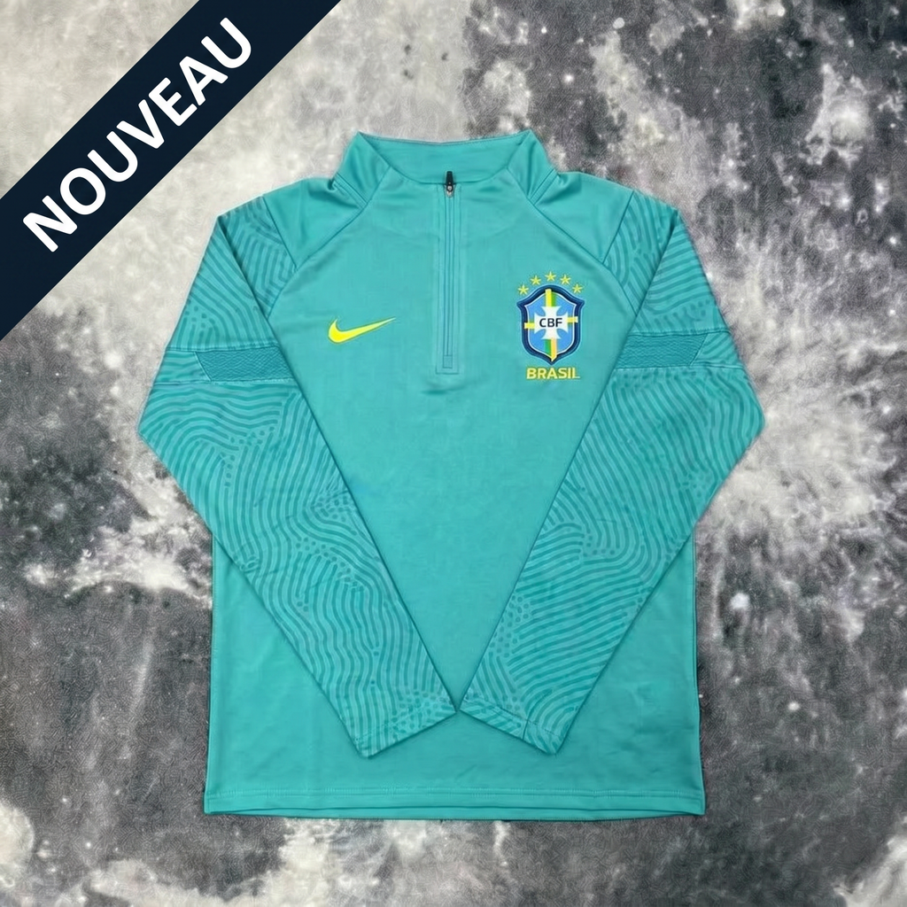 Pull Zippé Bleu Brésil – Édition Drip Seleção